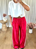 PANTALON SATINÉ JOGGER ROUGE