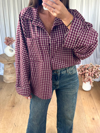 CHEMISE À CARREAUX BORDEAU