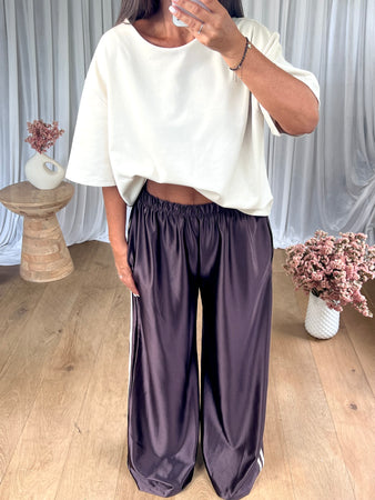 PANTALON SATINÉ JOGGER CHOCO