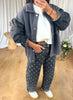 JEANS BARELL POIS GRIS