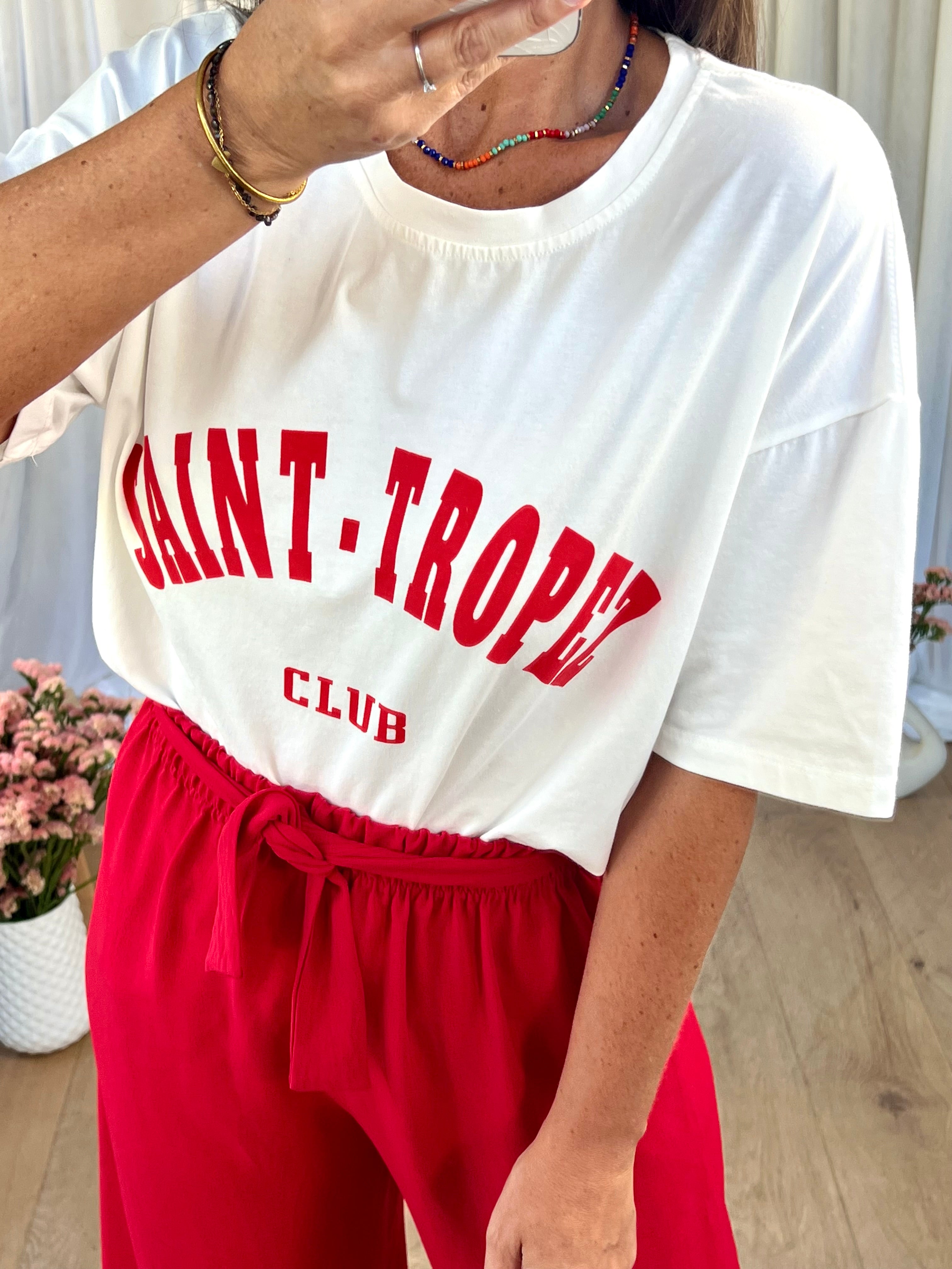 T-SHIRT SAINT TROPEZ CLUB BLANC