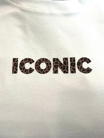 T-SHIRT ICONIC LÉOPARD BLANC