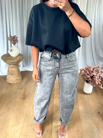 JEANS BARELL GRIS DÉLAVÉ