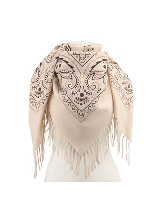 ÉCHARPE  BANDANA FRANGES BEIGE