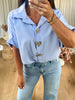 CHEMISE BOUTONS BIJOUX BLEU