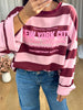 SWEAT NY RAYÉ BORDEAU