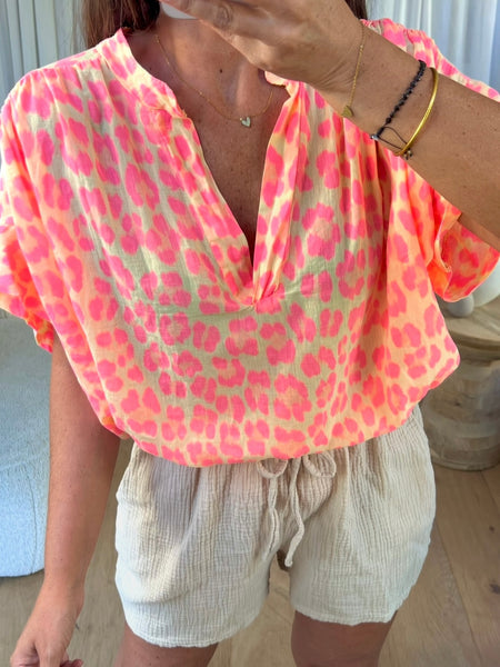 BLOUSE LÉO BEIGE/ORANGE