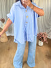 CHEMISE BOUTONS BIJOUX BLEU