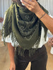 ÉCHARPE  BANDANA FRANGES KAKI