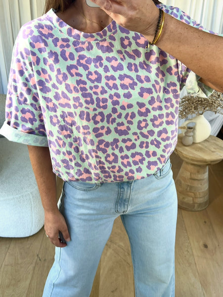 T-SHIRT LÉOPARD BLEU