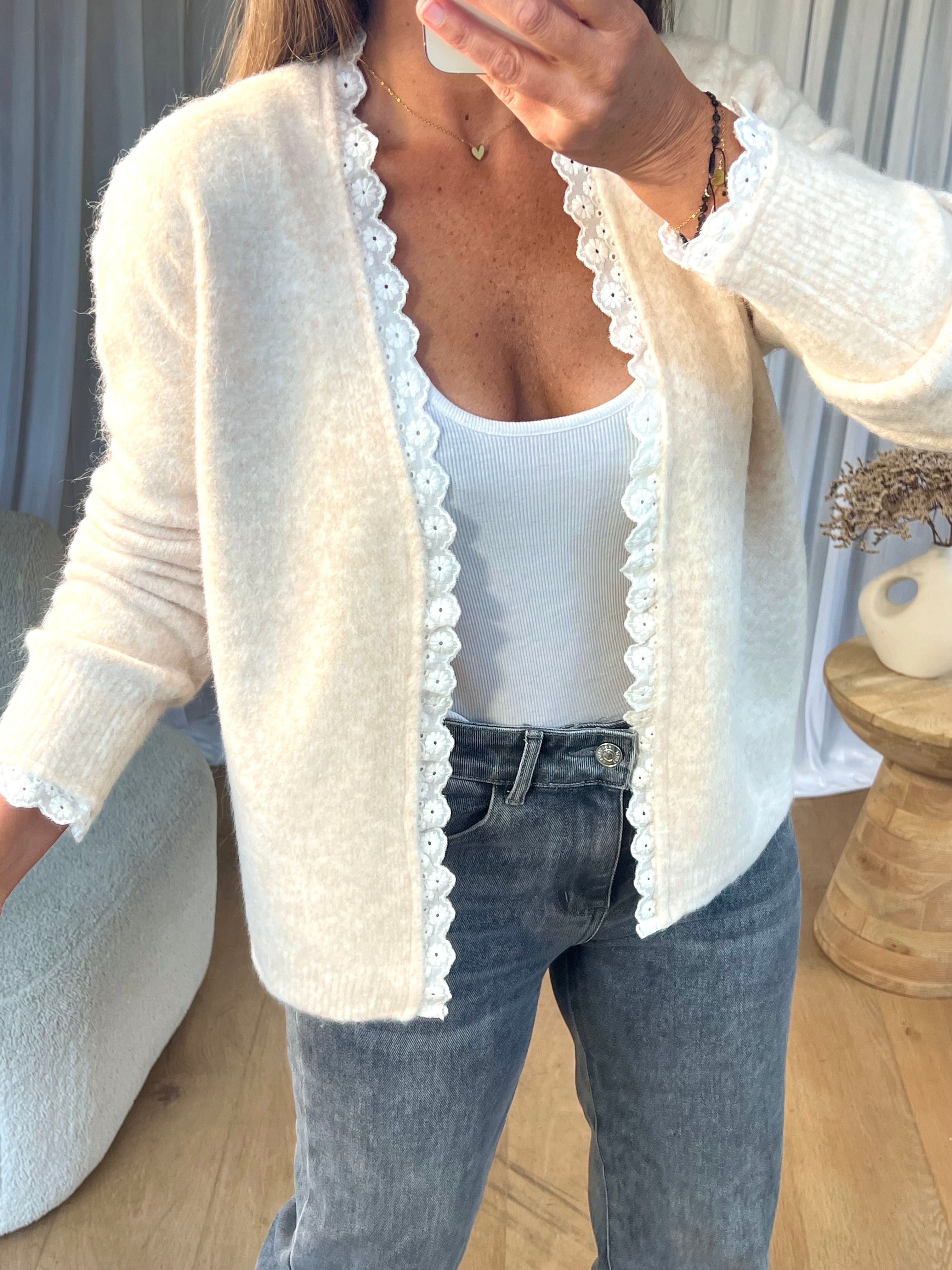 GILET DENTELLE BEIGE