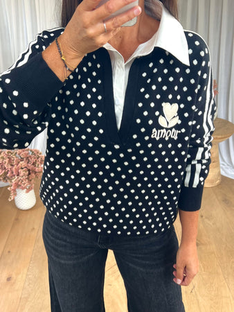 PULL POIS COL CHEMISE