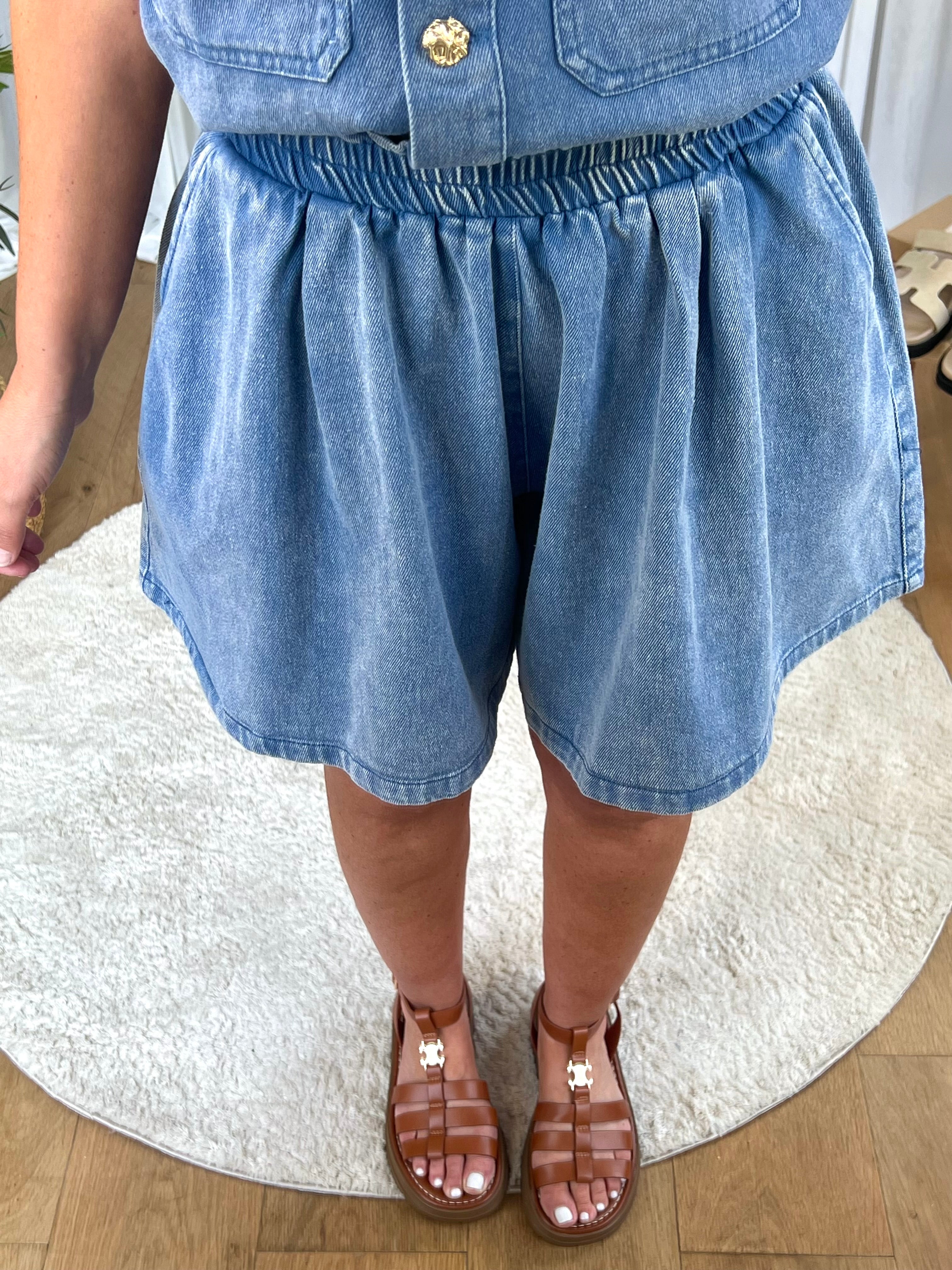 SHORT DENIM PATINEUSE BLEU