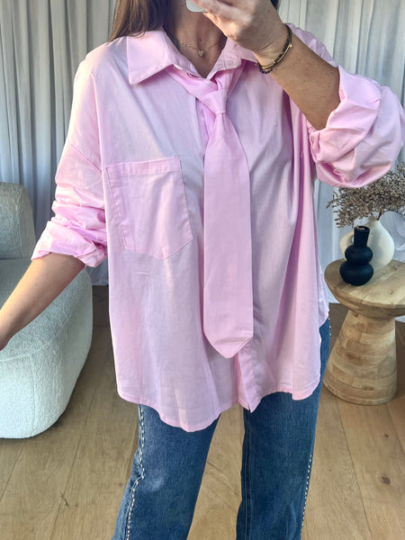 CHEMISE CRAVATE ROSE
