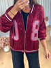VESTE SEQUINS BORDEAU