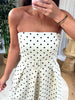 ROBE BUSTIER POIS BLANC