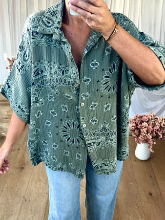 CHEMISE GAZE BANDANA KAKI