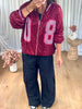 VESTE SEQUINS BORDEAU