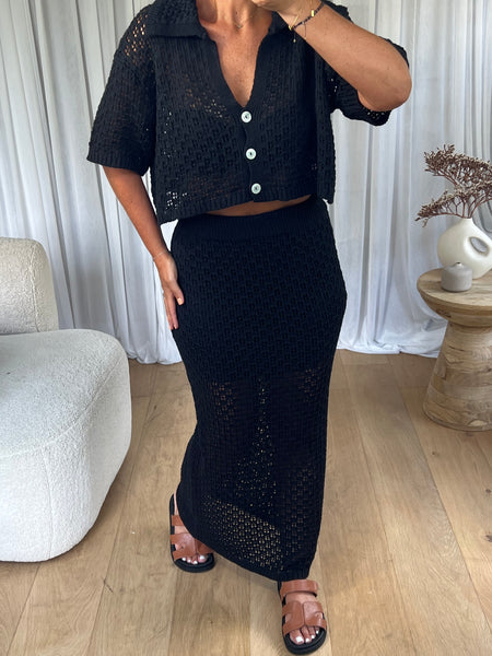 ENSEMBLE LONG CROCHET NOIR