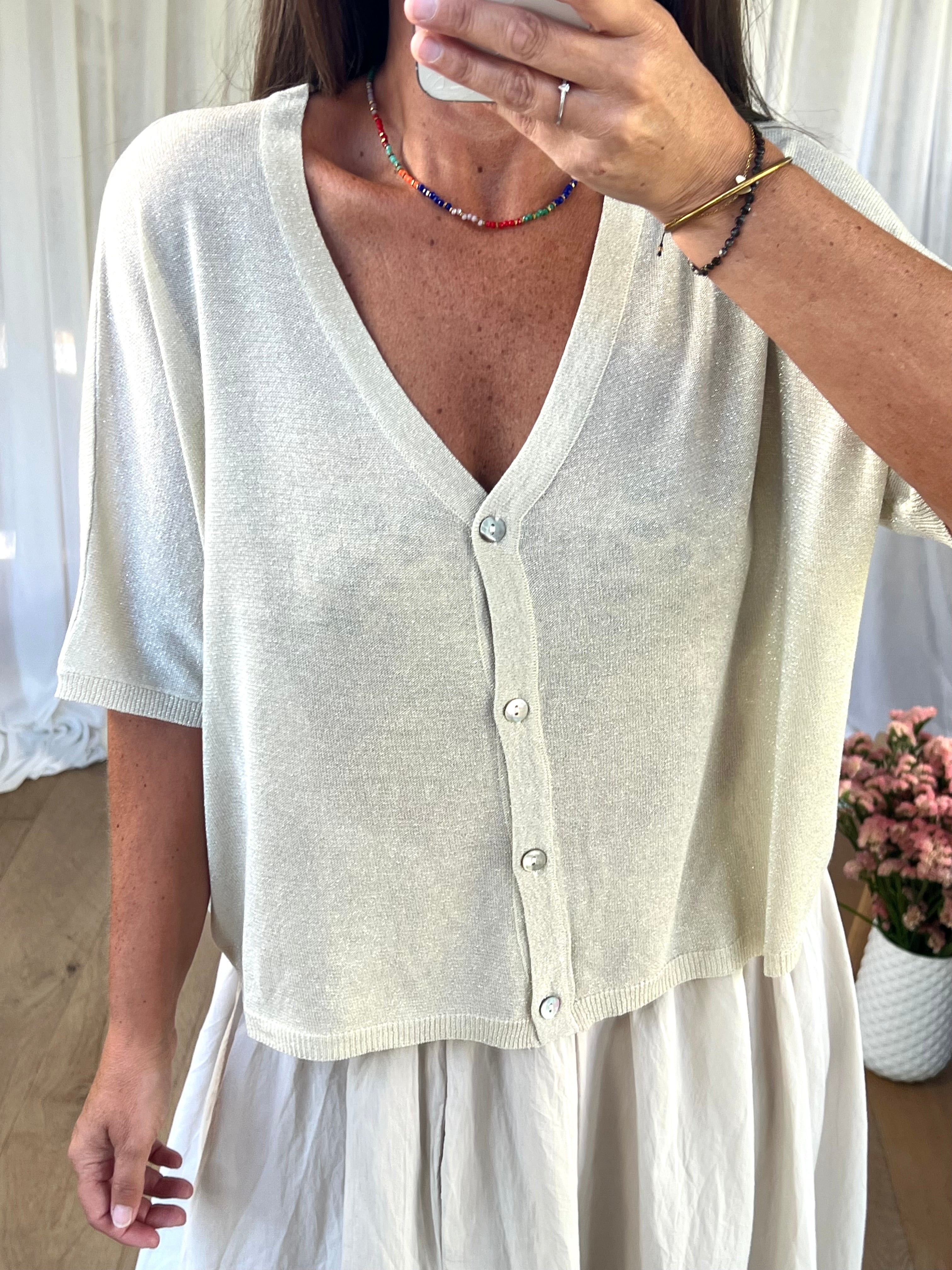 GILET LUREX BEIGE