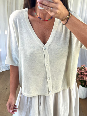 GILET LUREX BEIGE