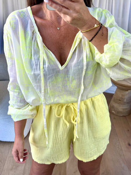BLOUSE TOILE DE JOUY JAUNE