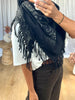 ÉCHARPE  BANDANA FRANGES NOIR