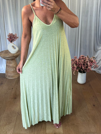 ROBE PLISSÉÉ LUREX ANIS