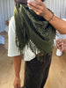 ÉCHARPE  BANDANA FRANGES KAKI
