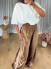 PANTALON SATINÉ JOGGER CAMEL