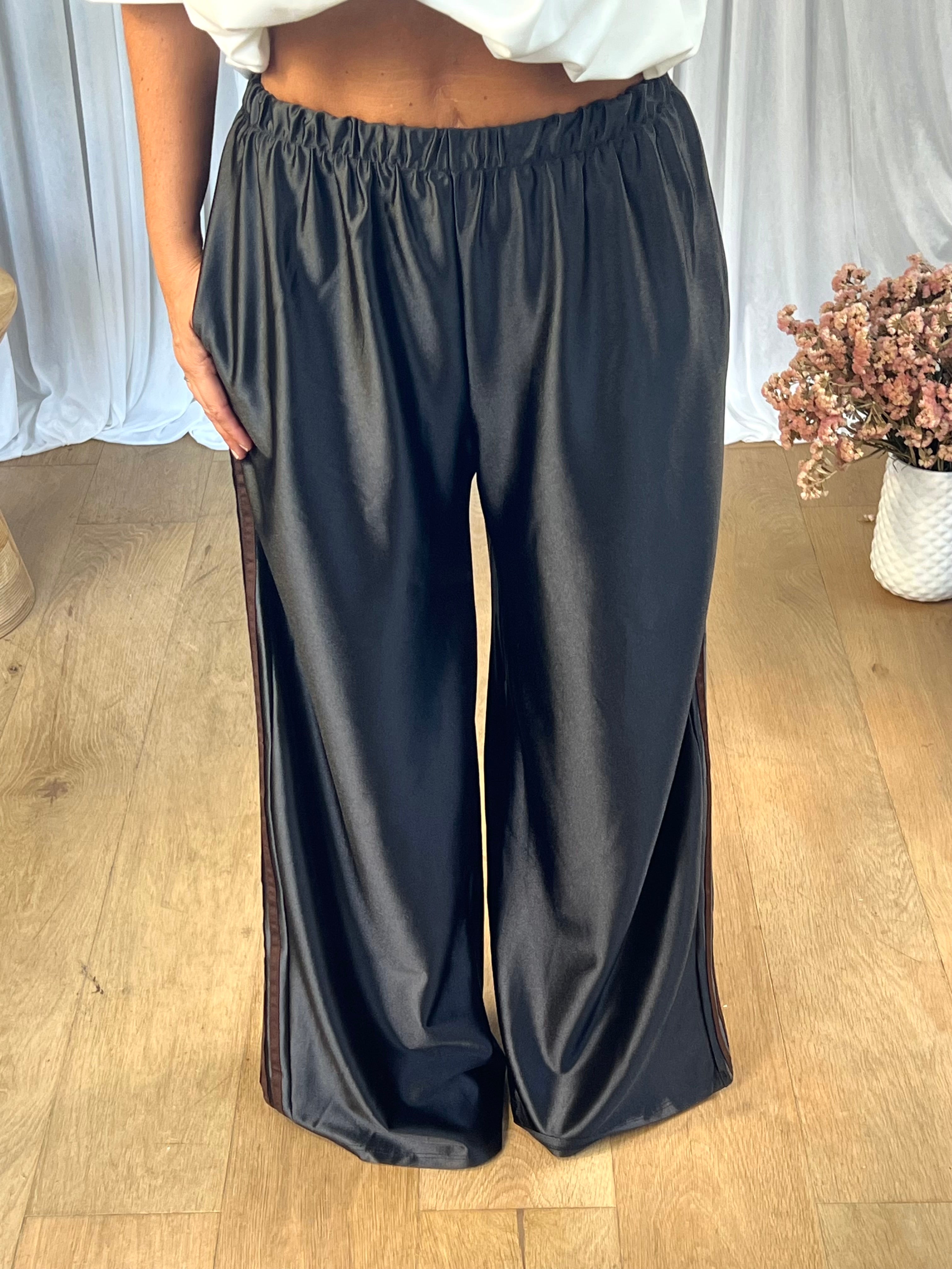 PANTALON SATINÉ JOGGER NOIR