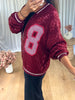 VESTE SEQUINS BORDEAU