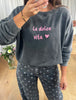 JEANS DROIT POIS GRIS