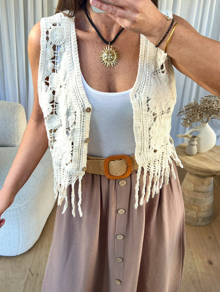 GILET CROCHET FRANGES