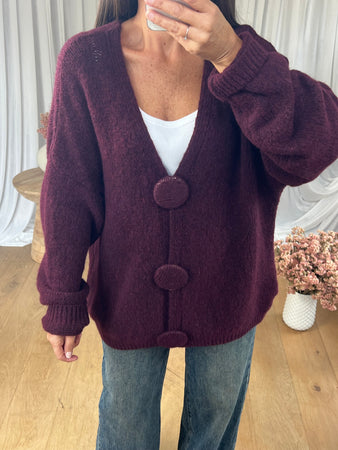 GILET GROS BOUTONS BORDEAU
