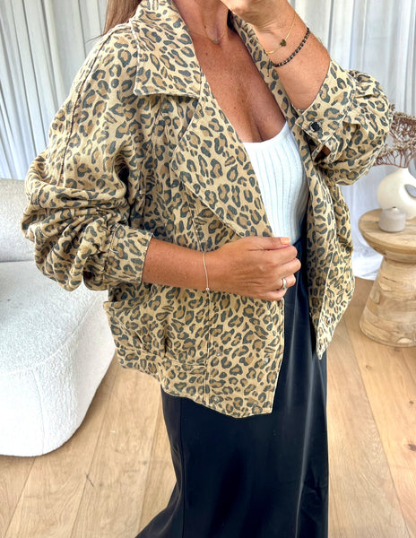 VESTE DENIM GRUSS LÉOPARD