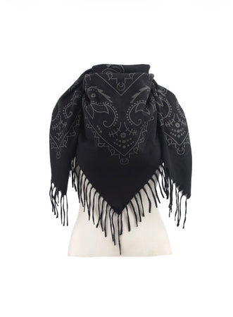 ÉCHARPE  BANDANA FRANGES NOIR