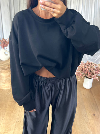 TOP BASILE MANCHES  NOIR