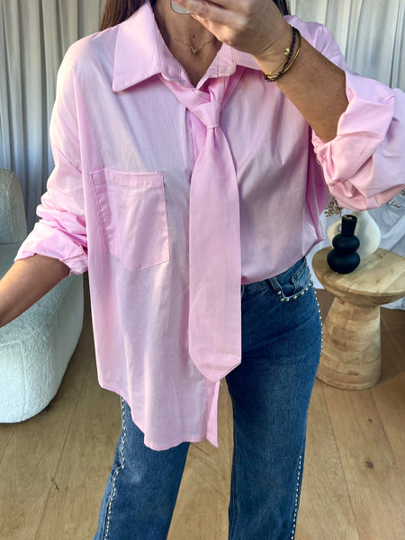 CHEMISE CRAVATE ROSE