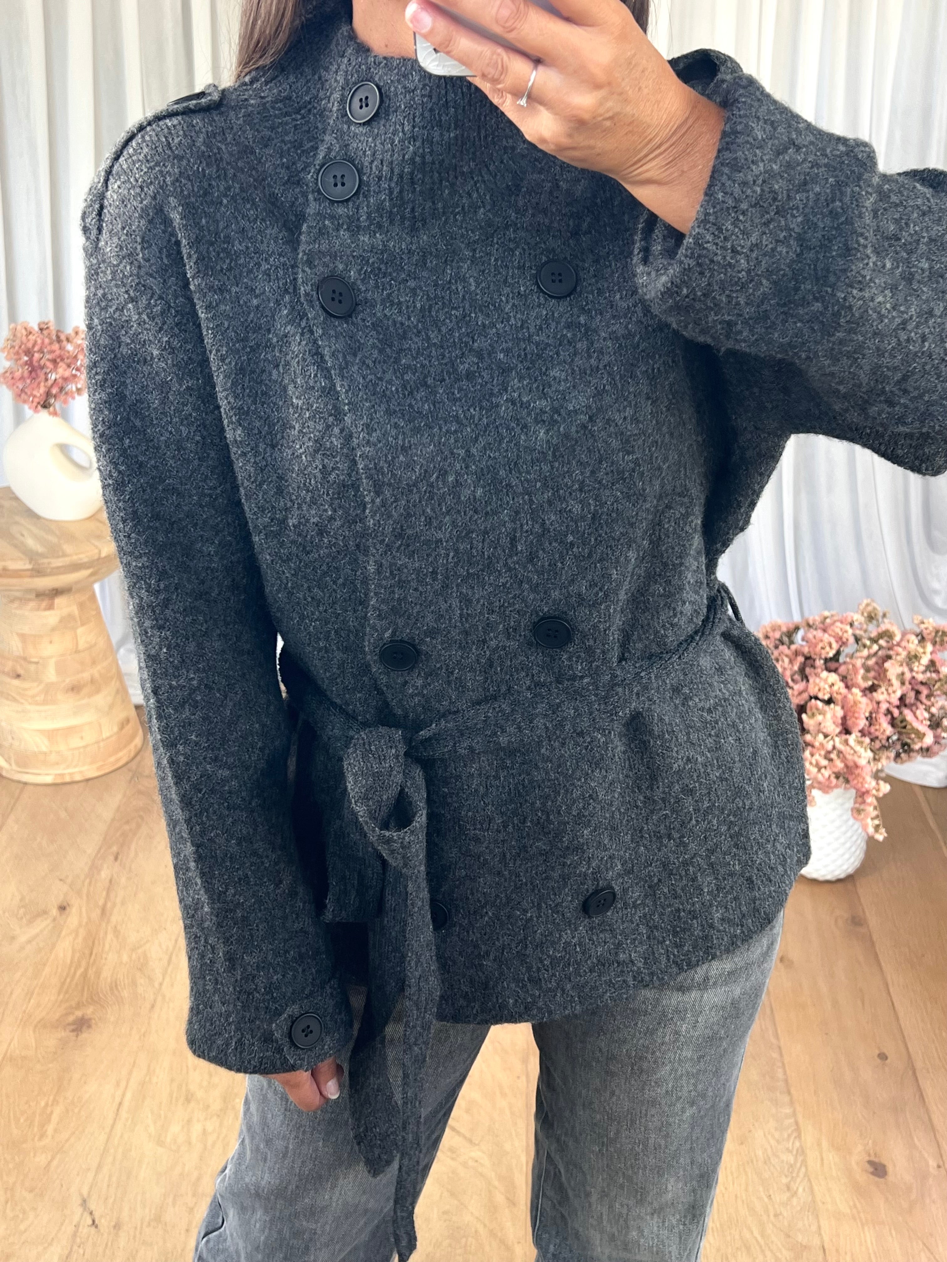 GILET COL MONtANT GRIS