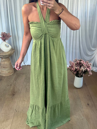ROBE COTON VERT