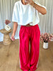 PANTALON SATINÉ JOGGER ROUGE