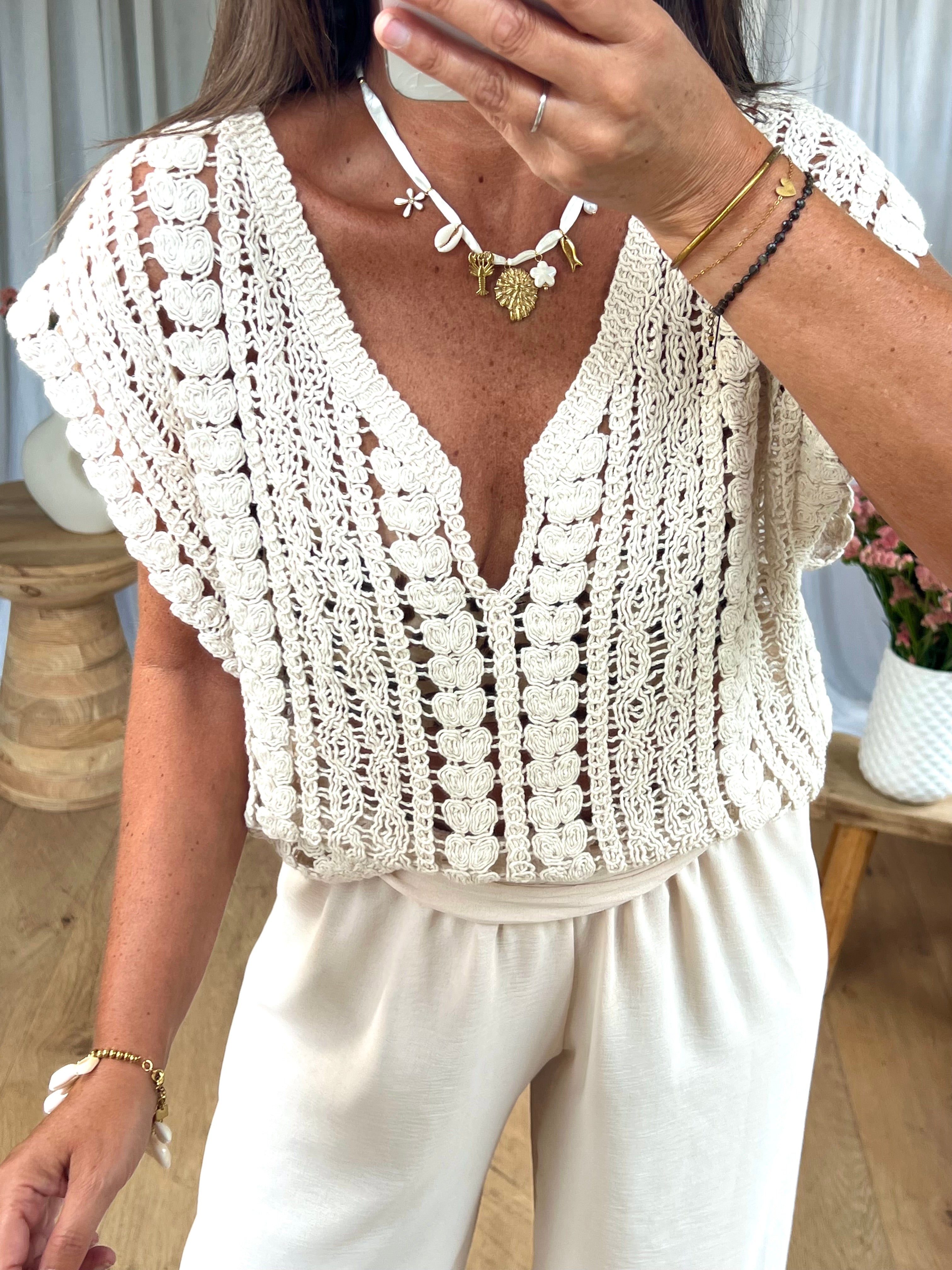 TOP CROCHET BEIGE
