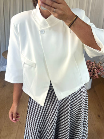 BLAZER CROISÉ COURT BLANC