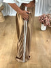 PANTALON SATINÉ JOGGER CAMEL