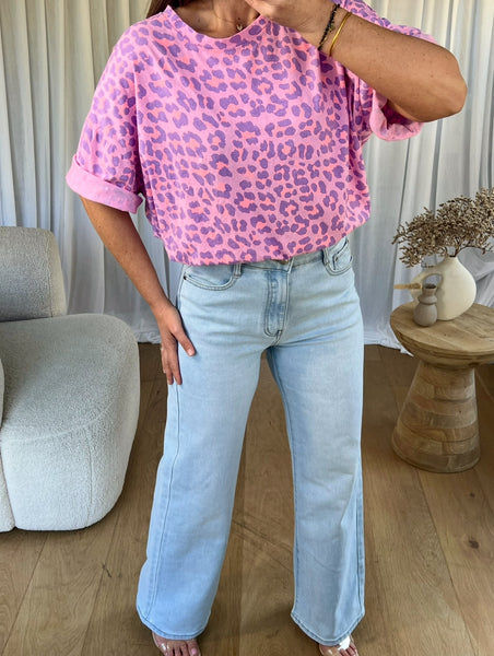 T-SHIRT LÉOPARD ROSE