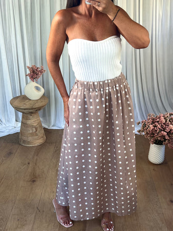 JUPE POIS BEIGE