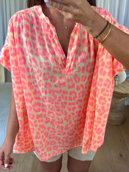 BLOUSE LÉO BEIGE/ORANGE