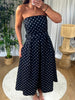 ROBE BUSTIER POIS NOIR