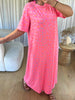 ROBE T-SHIRT LÉOPARD ROSE/ORANGE